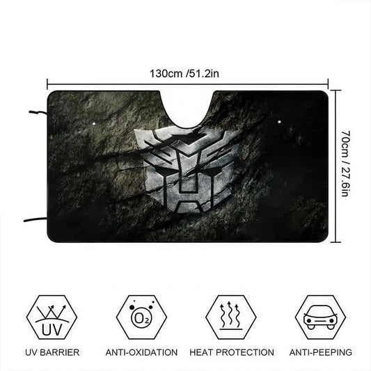 Pare-Soleil Transformers Emblème Autobot Gravé — Protection Solaire Auto Pierre Grise