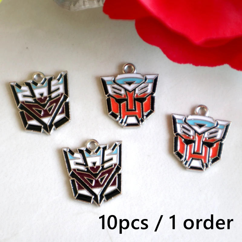 Lot 10 Pieces Transformers Necklace Accessory - Decepticons &amp; Autobots Logo