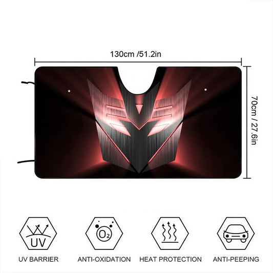 Pare-Soleil Transformers Masque Decepticon Écarlate — Protection Solaire Auto Design Tranchant