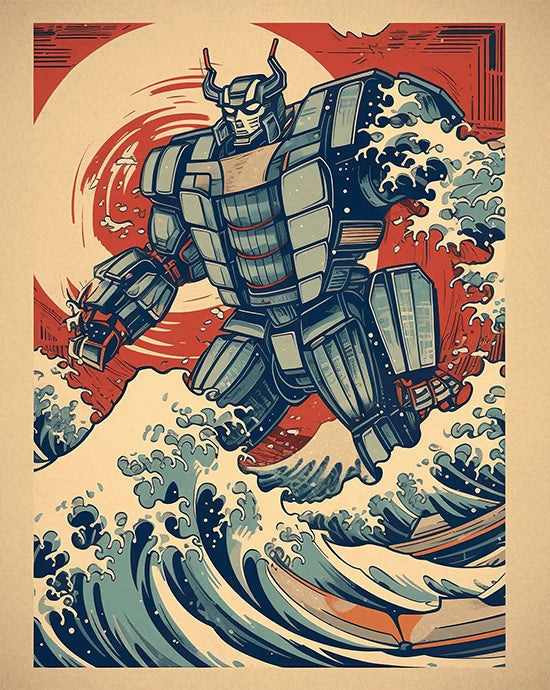 Poster Transformers Robot Vintage Style Japonais