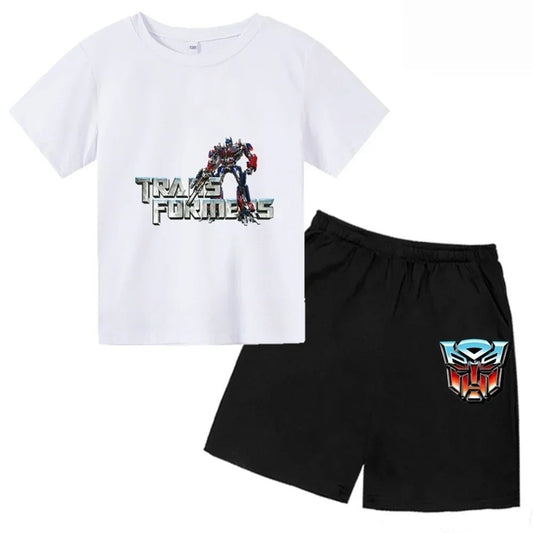 T-Shirt et Short Enfant Transformers Blanc/Noir - Optimus Prime