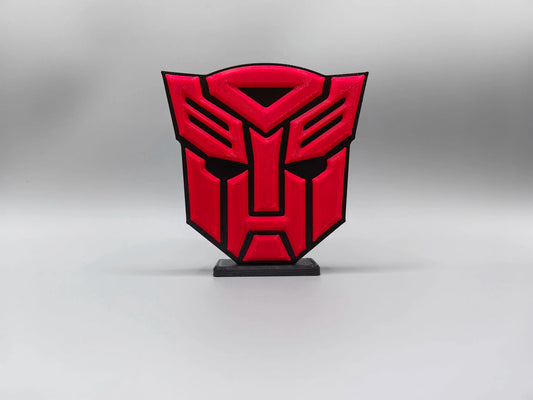Plaque Transformers Logo Autobot Rouge Intense — Décoration Bureau Bouclier Massif