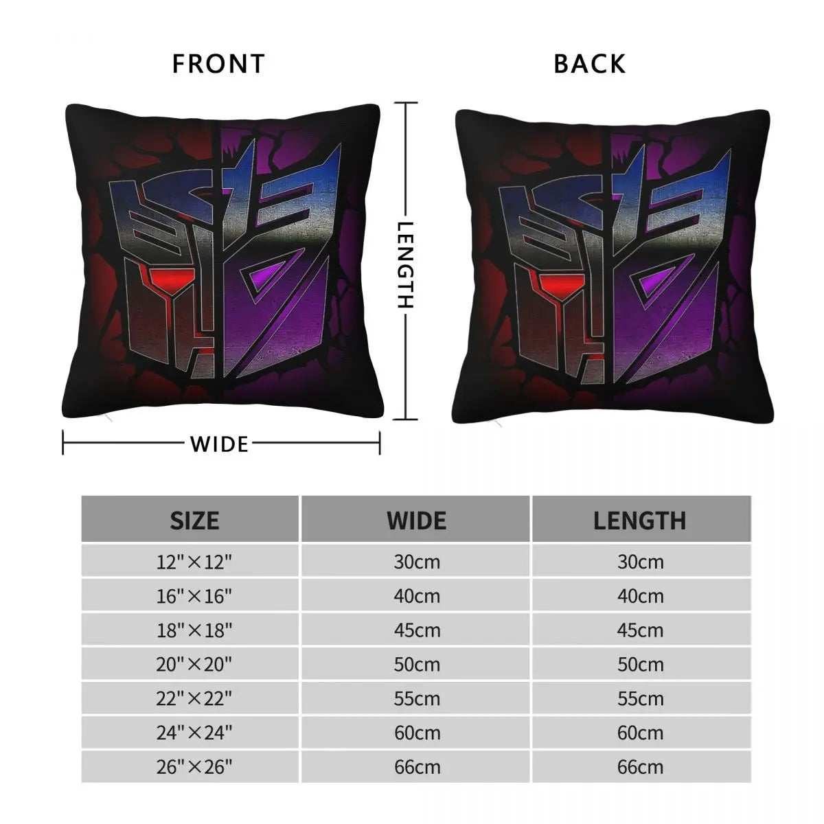 Transformers White Square pillow