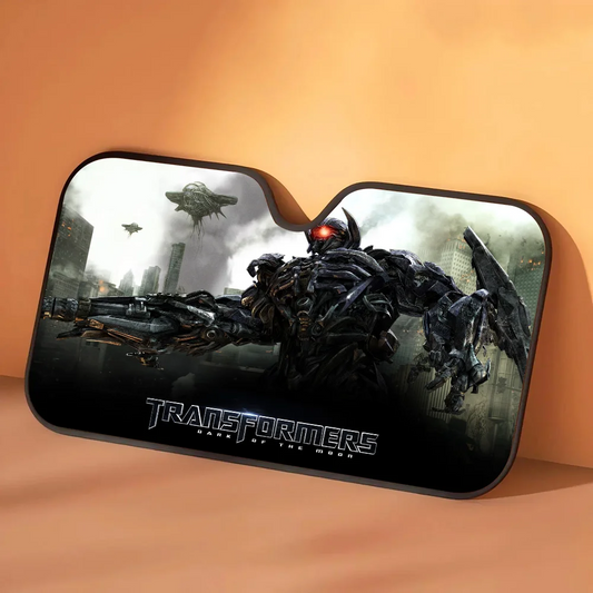 Pare-Soleil Transformers Logo Combat Silhouettes — Protection Solaire Auto Édition Grise