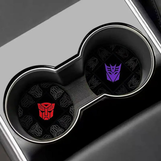 Porte-Gobelet Transformers Décepticon Violet — Set Antidérapant Double Voiture