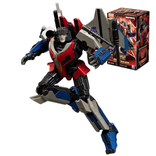 Transformers Starscream Origin ONE Blitzwing Figure — Grey and Red Young Aviator Brick